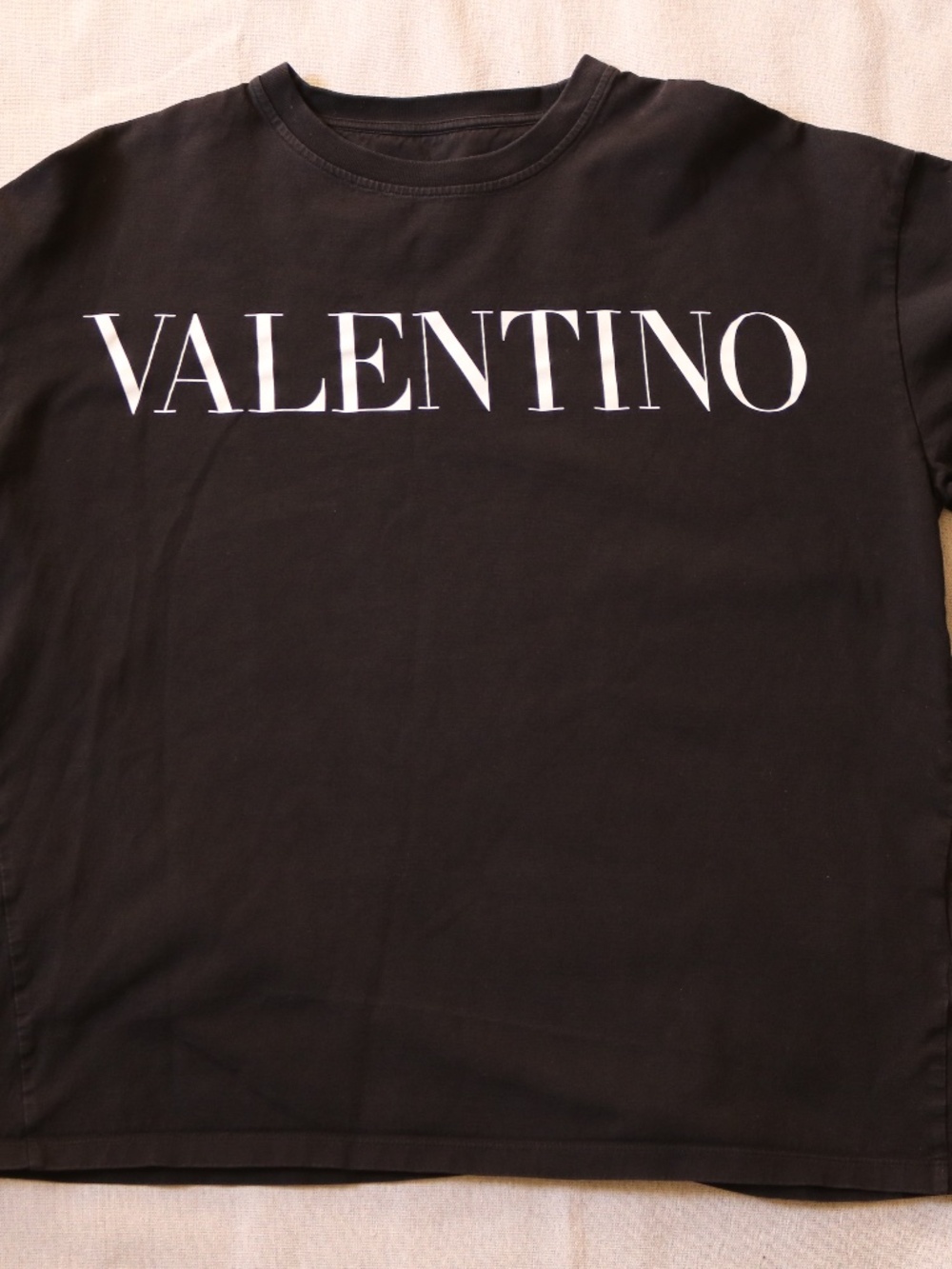 Valentino Garavani Mens T-Shirt Black 100% Cotton Logo Tee Size L Made in Italy